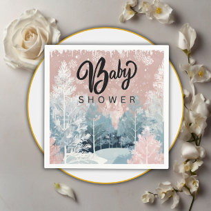 Modern Watercolor Winter Wonderland Baby Shower Napkins