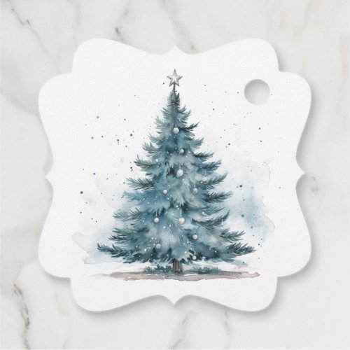 Modern Watercolor Winter Wonderland Favor Tags