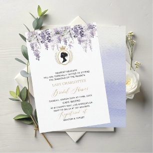 Modern Watercolor wisteria flowers regency era Bri Invitation
