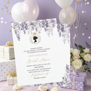 Modern Watercolor wisteria flowers regency era Bri Invitation