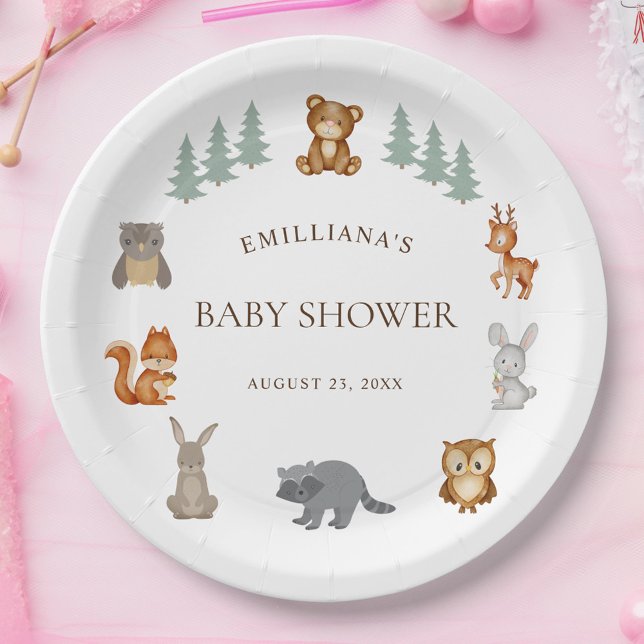 Modern Watercolor Woodland Animals Baby Shower Paper Plates (Modern Watercolor Woodland Animals Baby Shower Paper Plates)