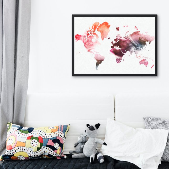 Modern Watercolor World Map Canvas Print (Creator Uploaded)