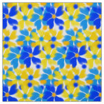 Modern Watercolor Yellow and Blue Flowers Fabric