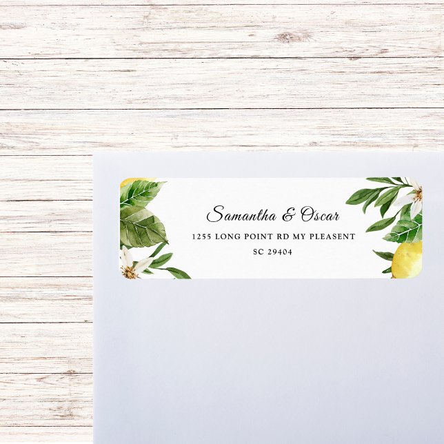 Modern Watercolor Yellow Lemons & Leaf  Label (Creator Uploaded)