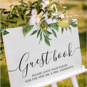 Modern Watercolor Yellow Lemons & Leaf Poster