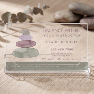 Modern Watercolor Yoga Instructor Clear Business Cards