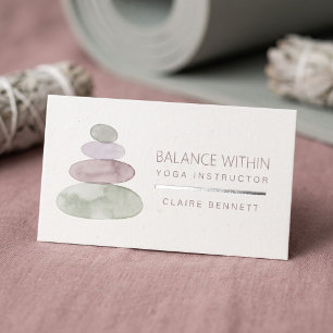 Modern Watercolor Yoga Instructor Foil Business Cards