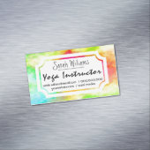 Modern Watercolor Yoga Magnetic Business Card (In Situ)