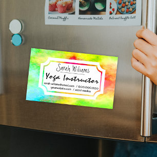 Modern Watercolor Yoga Teacher Magnetic Business Card