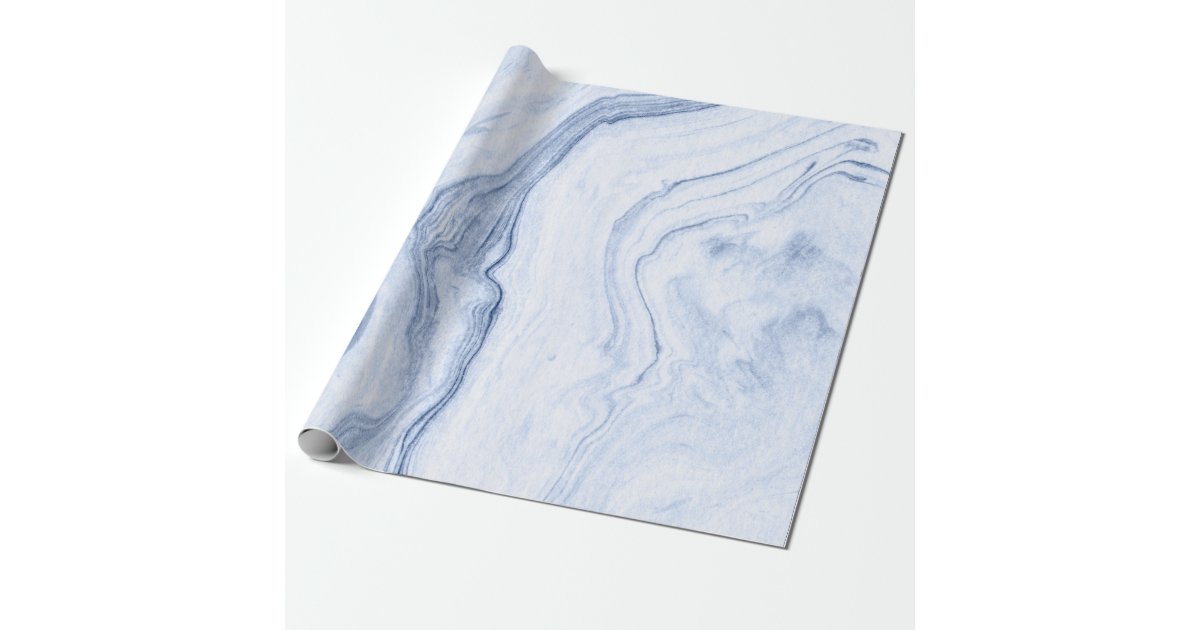 Modern Watercolors Blue-Gray Marble Swirls Wrapping Paper | Zazzle