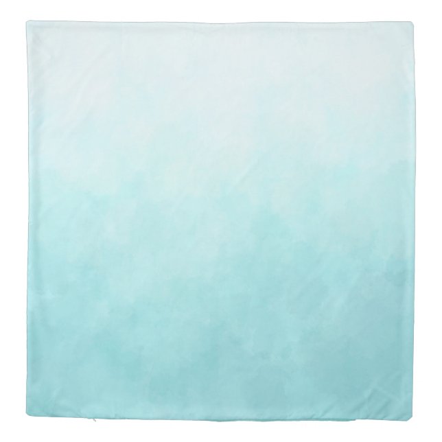 Modern Watercolors Blue & White Ombre Duvet Cover (Back)
