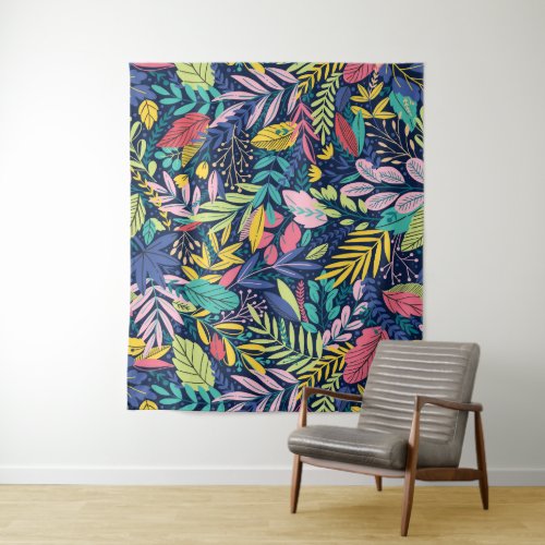 Modern watercolors exotic leaves pattern two tapestry
