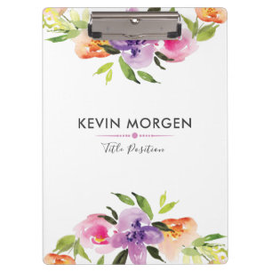 Modern Watercolors Flowers Wreath Clipboard