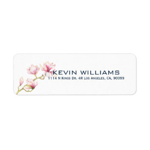 Modern Watercolors Pink Magnolia Label