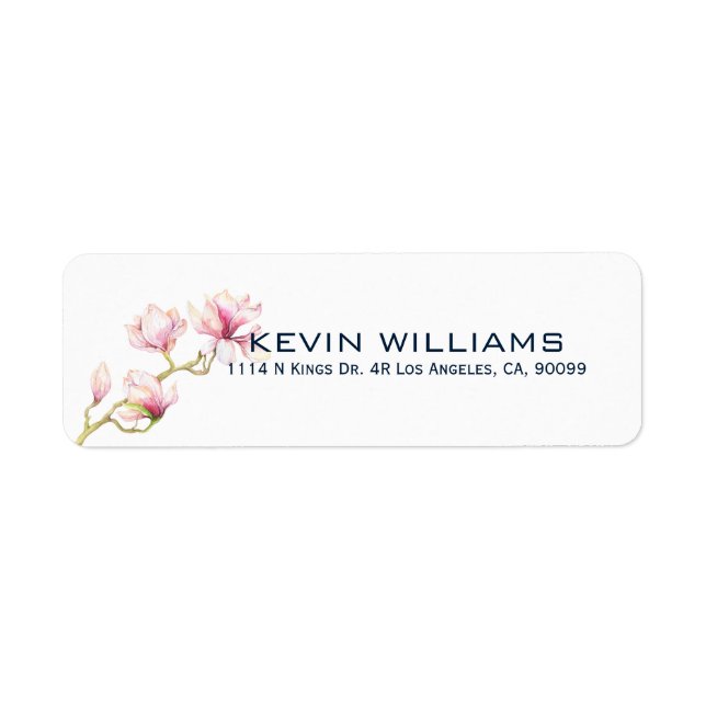 Modern Watercolors Pink Magnolia Label (Front)