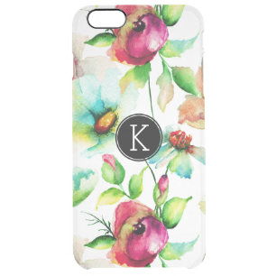 Modern Watercolors Pink Peonies & Flowers Collage Clear iPhone 6 Plus Case