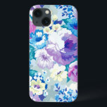 Modern Watercolors Soft Tones Flowers Pattern iPhone 13 Case<br><div class="desc">Colorful modern watercolors summer flowers illustration in a seamless pattern. Pastel tones of purple,  blue,  and pink with white accents.</div>