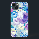 Modern Watercolors Soft Tones Flowers Pattern iPhone 13 Case<br><div class="desc">Colorful modern watercolors summer flowers illustration in a seamless pattern. Pastel tones of purple,  blue,  and pink with white accents.</div>
