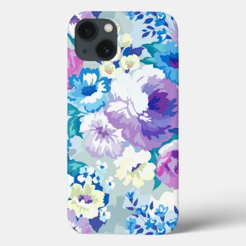 Modern Watercolors Soft Tones Flowers Pattern iPhone 13 Case