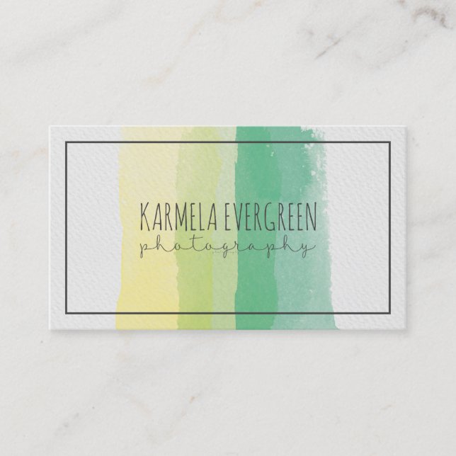 Modern Watercolors Stripes Photograph Template Business Card (Front)