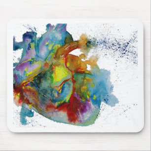 Modern Watercolour Anatomical Heart Mouse Pad