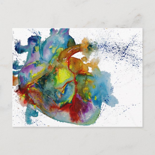 Modern Watercolour Anatomical Heart Postcard (Front)