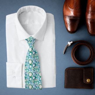 Modern Watercolour Circle Pattern Blue & Teal Neck Tie