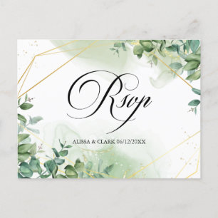 Modern Watercolour Greenery RSVP Postcard