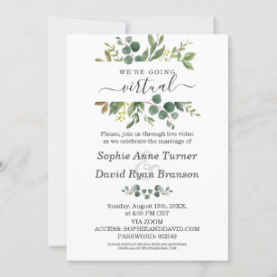 Modern Watercolour Greenery Virtual Wedding Invitation