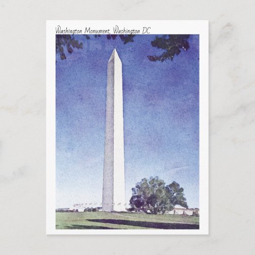 Modern Watercolour Painting Washington Monument Postcard