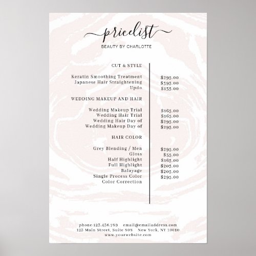 Modern Watercolour Price List Poster