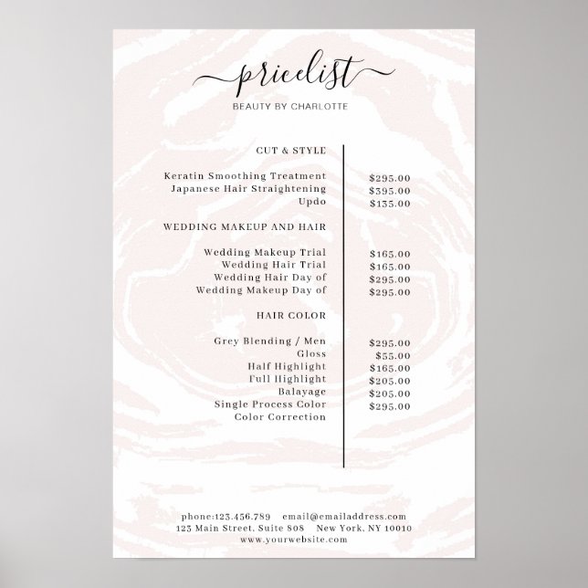 Modern Watercolour Price List Poster (Front)