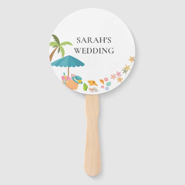  Modern Watercolour Summer Beach Hand Fan (Front)