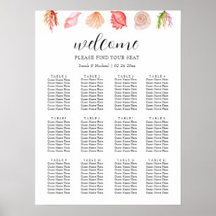 Modern Watercolour Summer Beach Seating chart