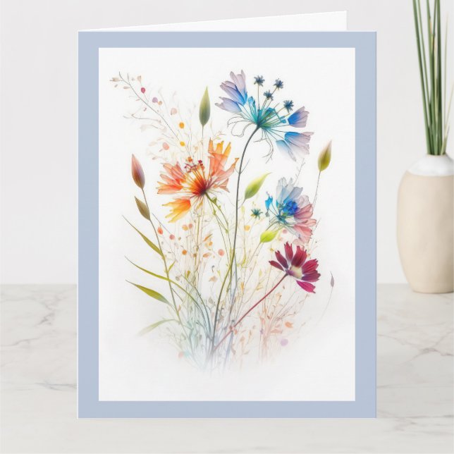 Modern Watercolour Wildflowers Card (Front)