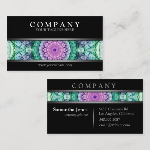 Modern Waterlily Mandala Business Card