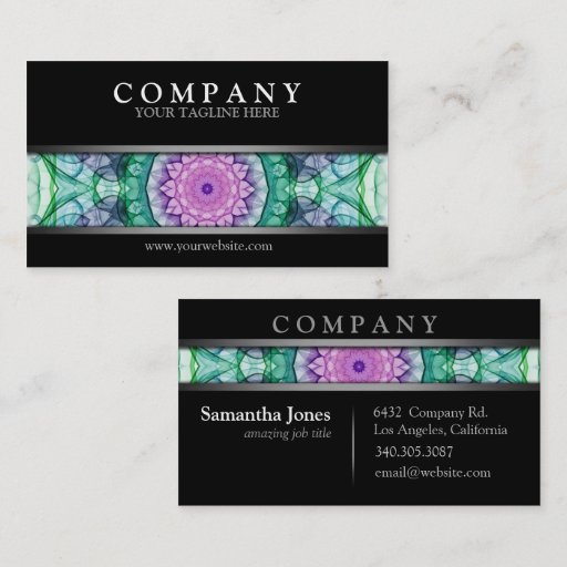 Customizable Modern Waterlily Mandala Business Card