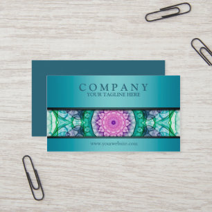 modern WaterLily mandala teal Business Card
