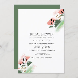 Modern Watermelon Abstract Artsy Bridal Shower Invitation