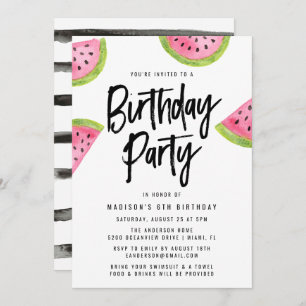 Modern Watermelon Birthday Party Invitation