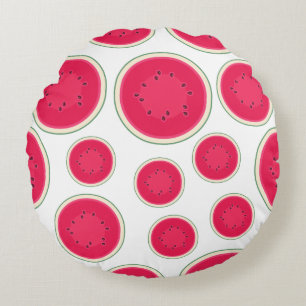 Modern Watermelon Cross-Section Pattern Round Pillow