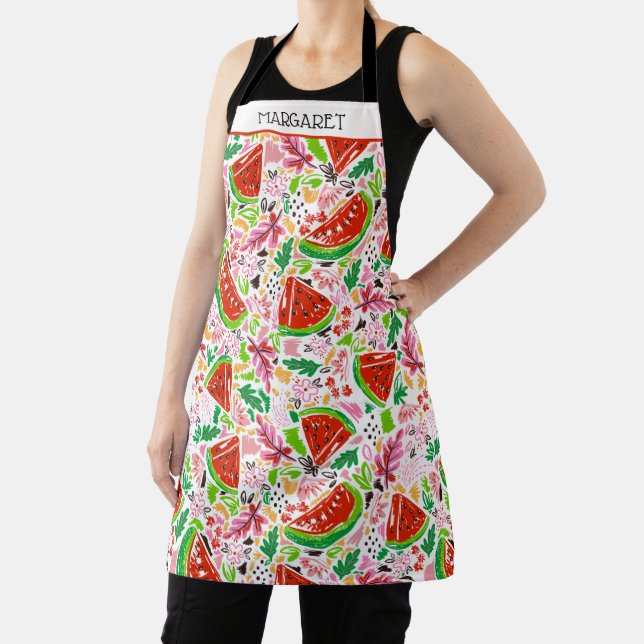 Modern Watermelon Floral Personalized Apron (Insitu)