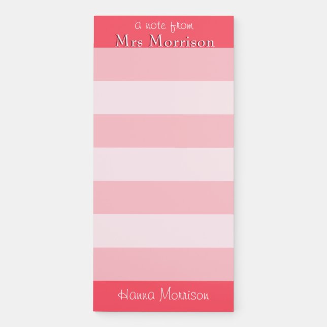 Modern Watermelon Pink Office School Teacher Mom Magnetic Notepad (Front)
