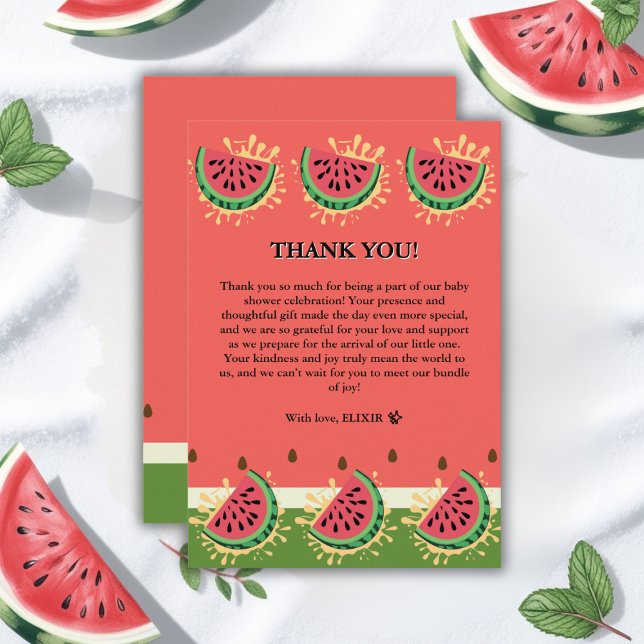 Modern Watermelon Splash Baby Shower Thank You Card (Creator Uploaded)