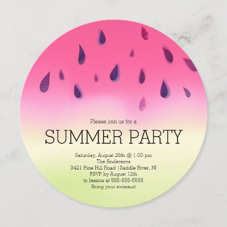 Modern Watermelon Summer Bbq Party Invitation