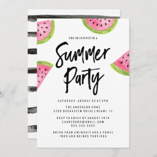 Modern Watermelon Summer Party Invitation