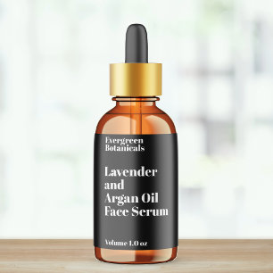 Modern Waterproof Black Dropper Bottle Label