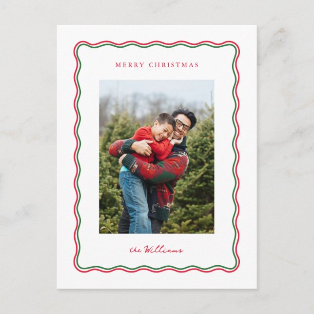 Modern Wave Christmas Holiday Postcard (Front)