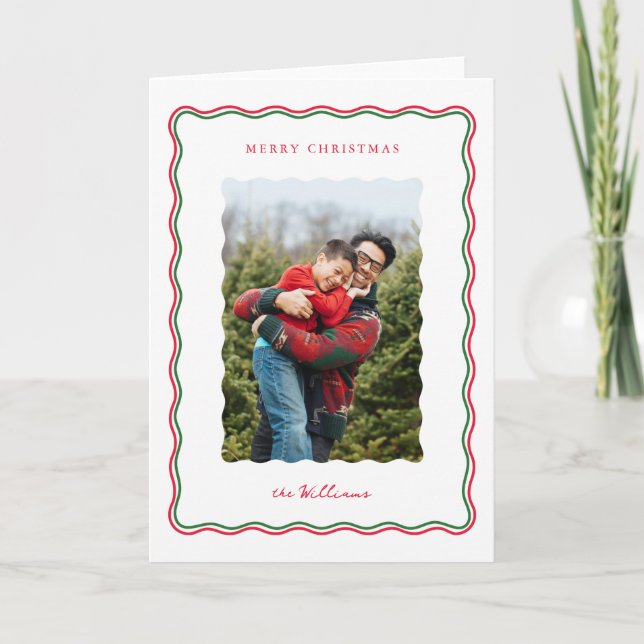 Modern wave folded Holiday Card (Front)