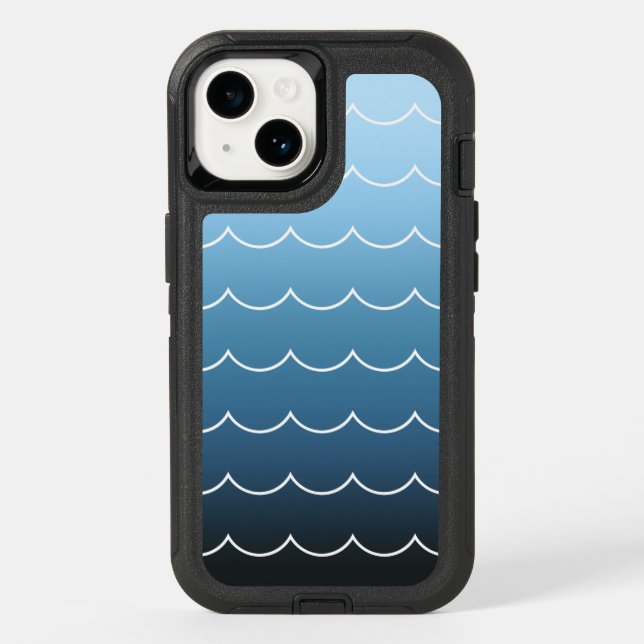Modern Wave Pattern Calm Blue Gradient Otterbox iPhone Case (Back)